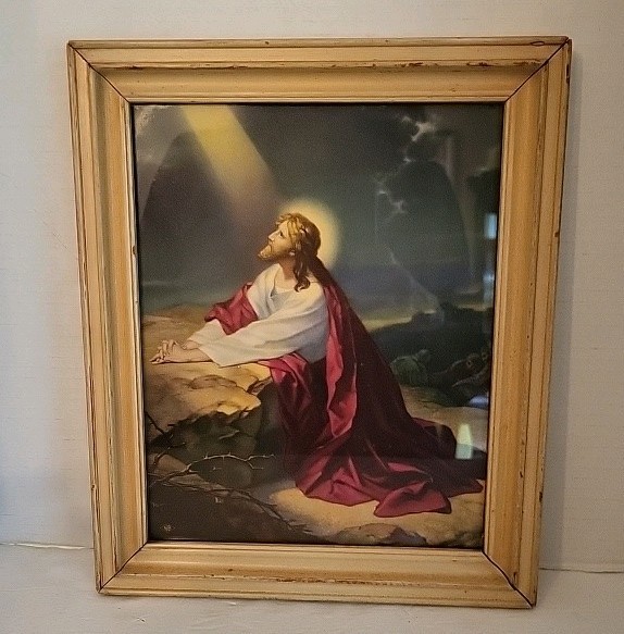Vintage Jesus Praying In The Garden of Gethsemane 12 X 10 Vintage Jesus Praying In The Garden of Gethsemane 12 X 10