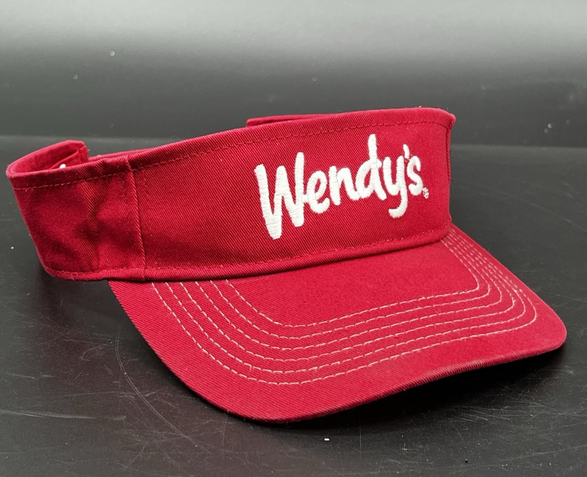 Wendy’s Employee Visor Hat Cap Adult Red Strap Closure Dave Thomas Foundation