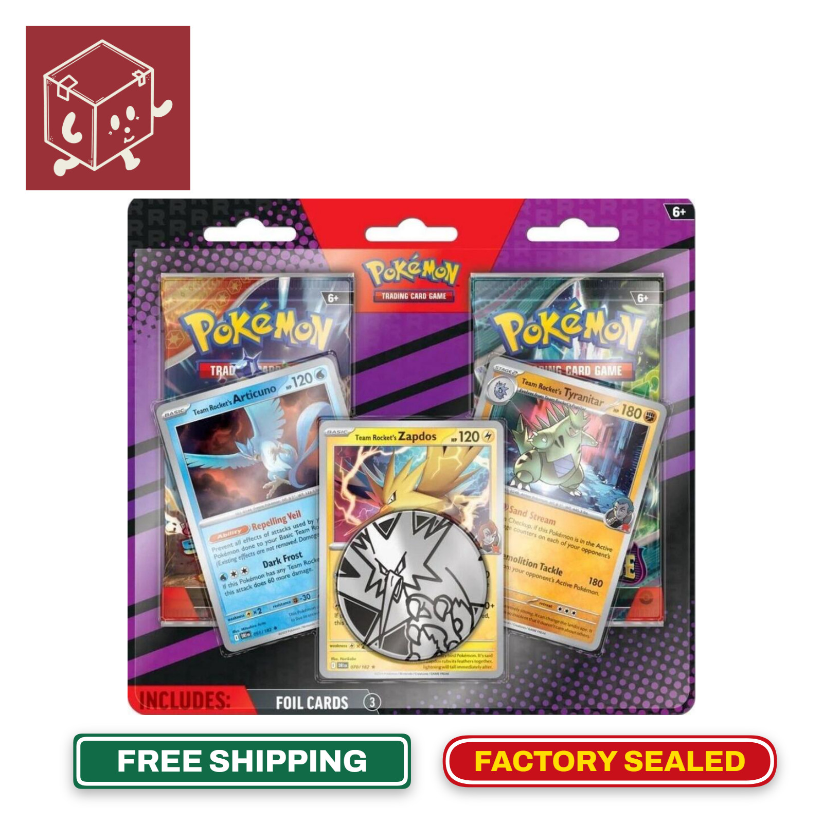 Pokemon TCG 2 Pack Blister Team Rocket Articuno Zapdos Tyranitar Destined Rivals