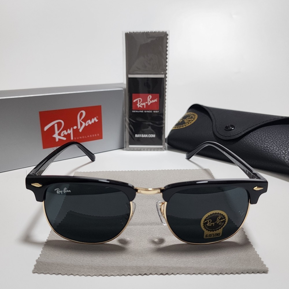 US Ray-Ban RB3016 Sunglasses Clubmaster Classic Black Frame Glass Gray Lens 51mm US Ray-Ban RB3016 Sunglasses Clubmaster Classic Black Frame Glass Gray Lens 51mm