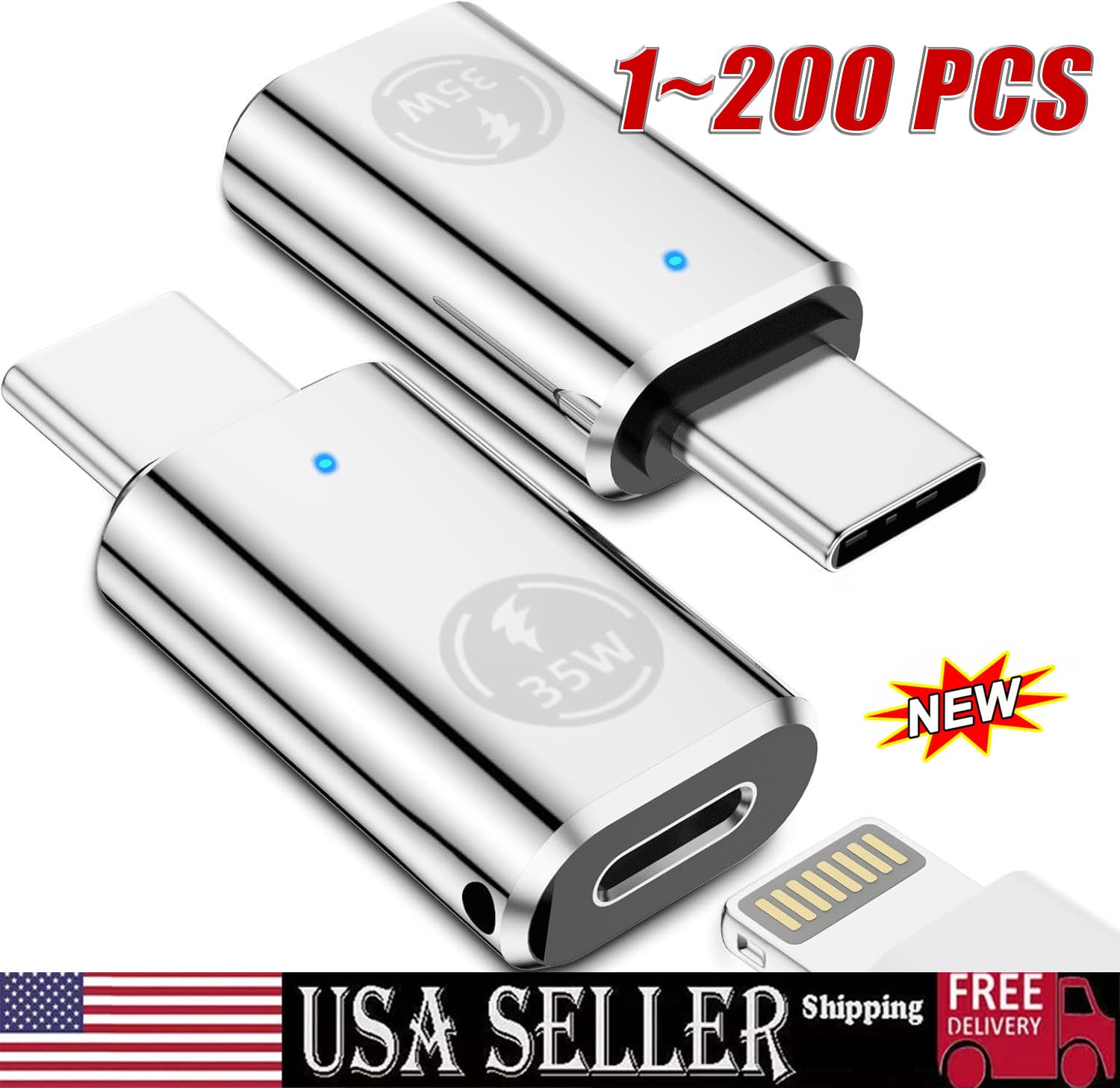 35W USB-C Male to iOS Female Adapter + lanyard For iPhone 16 Pro Max 15 Plus lot 35W USB-C Male to iOS Female Adapter + lanyard For iPhone 16 Pro Max 15 Plus lot