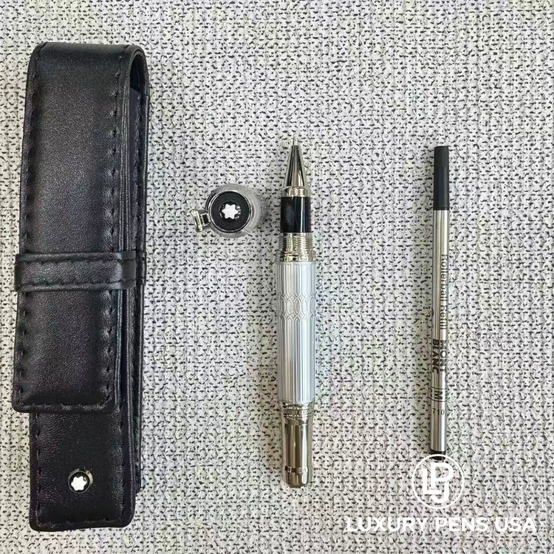 Montblanc Victor Hugo Writers Edition Rollerball Pen Silver Barley Luxury Gift