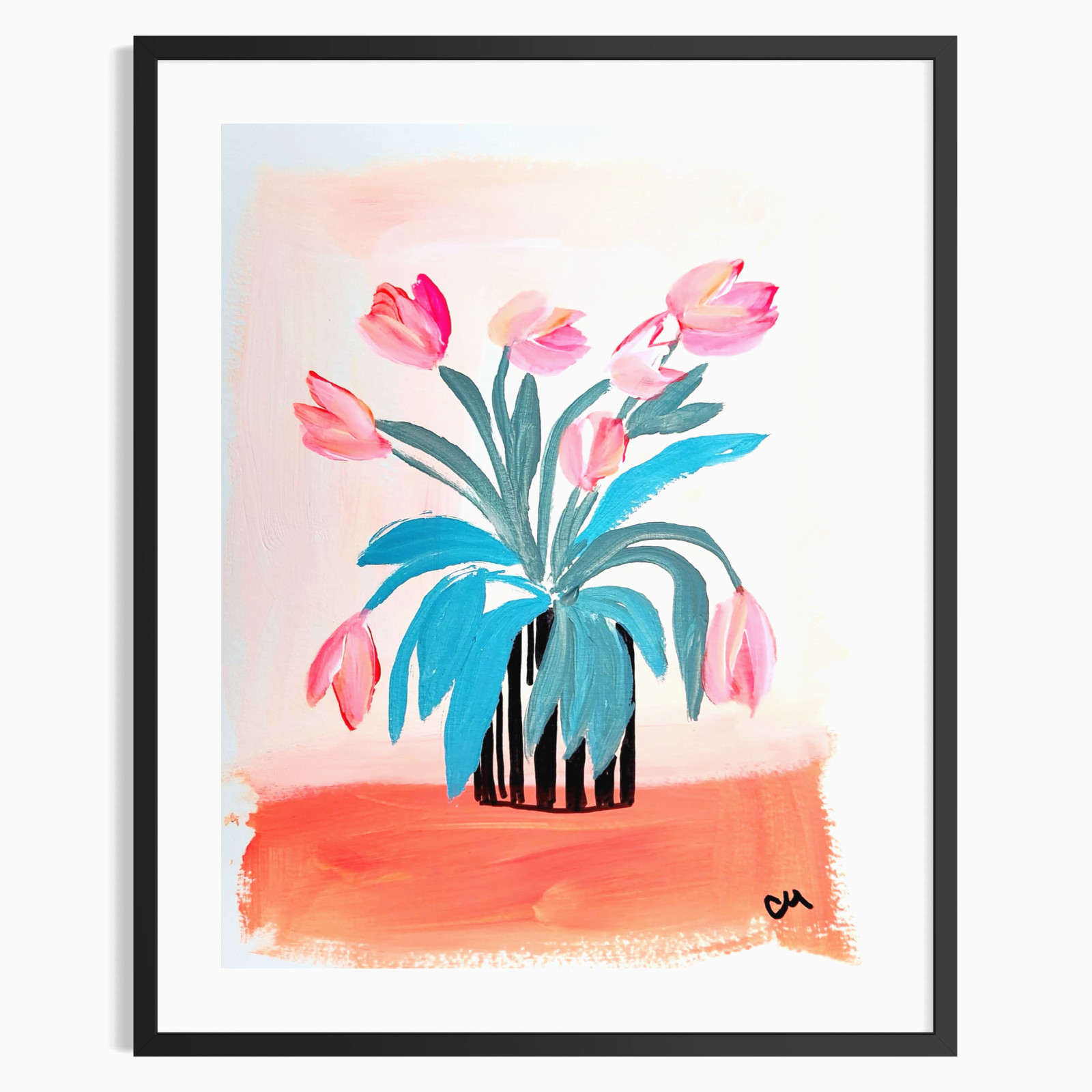 Original Abstract Botanical 9x12 Floral Painting Acrylic Wall Art Home Decor