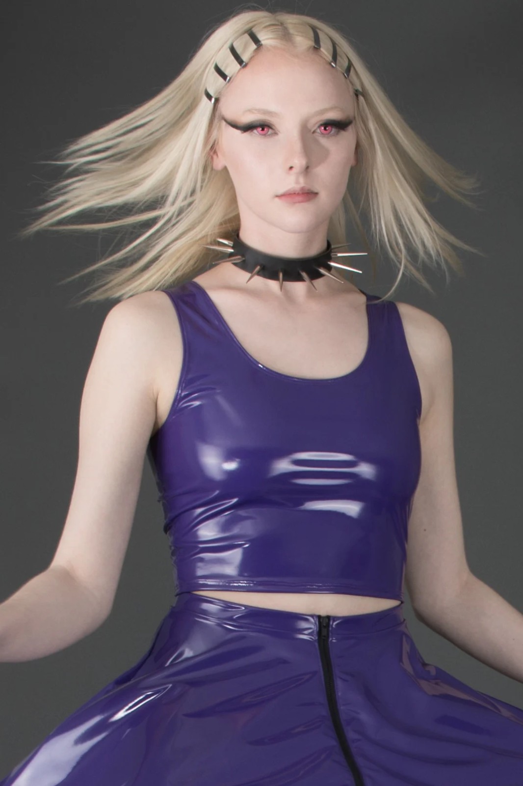 Intrigue Purple Violet Vinyl Tank Top - Size S - Halloween Sale pastel goth