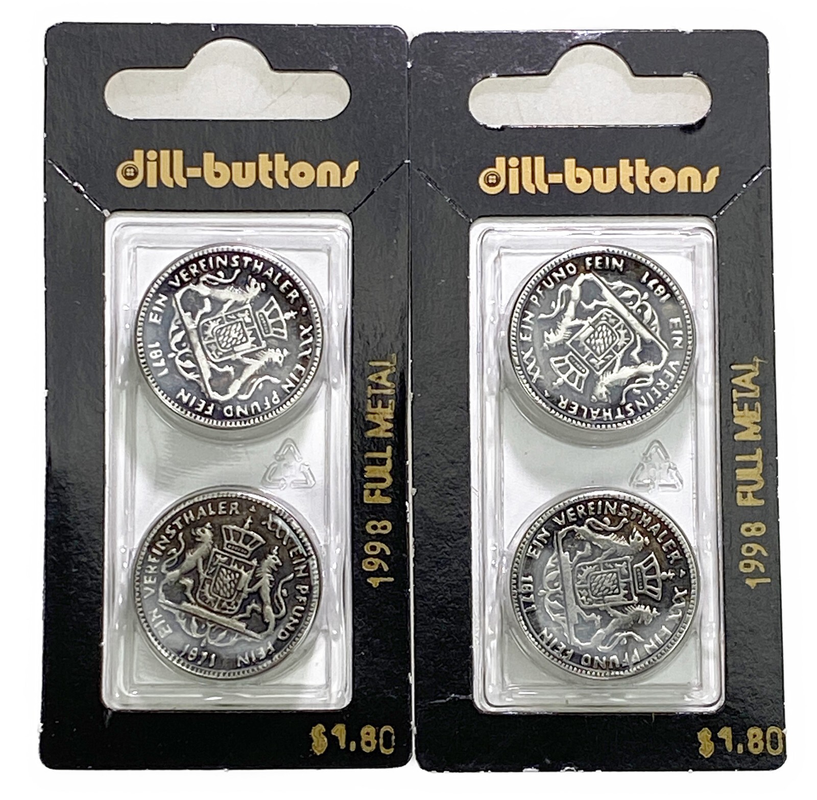 2 Dill Buttons 2 Pack Full Metal Vereinsthaler Crest 7/8” 23mm Vtg Germany 2 Dill Buttons 2 Pack Full Metal Vereinsthaler Crest 7/8” 23mm Vtg Germany