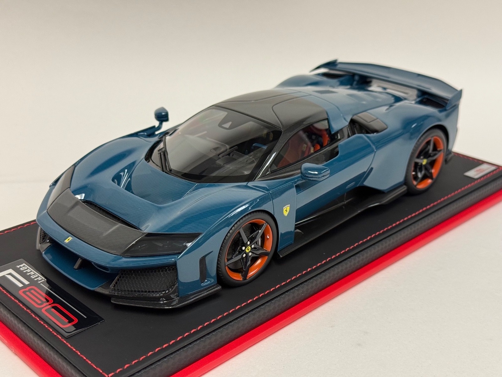 1/18 MR Collection Ferrari F80 Coupe Full Blue Carbon on Leather Base  FE045SE6