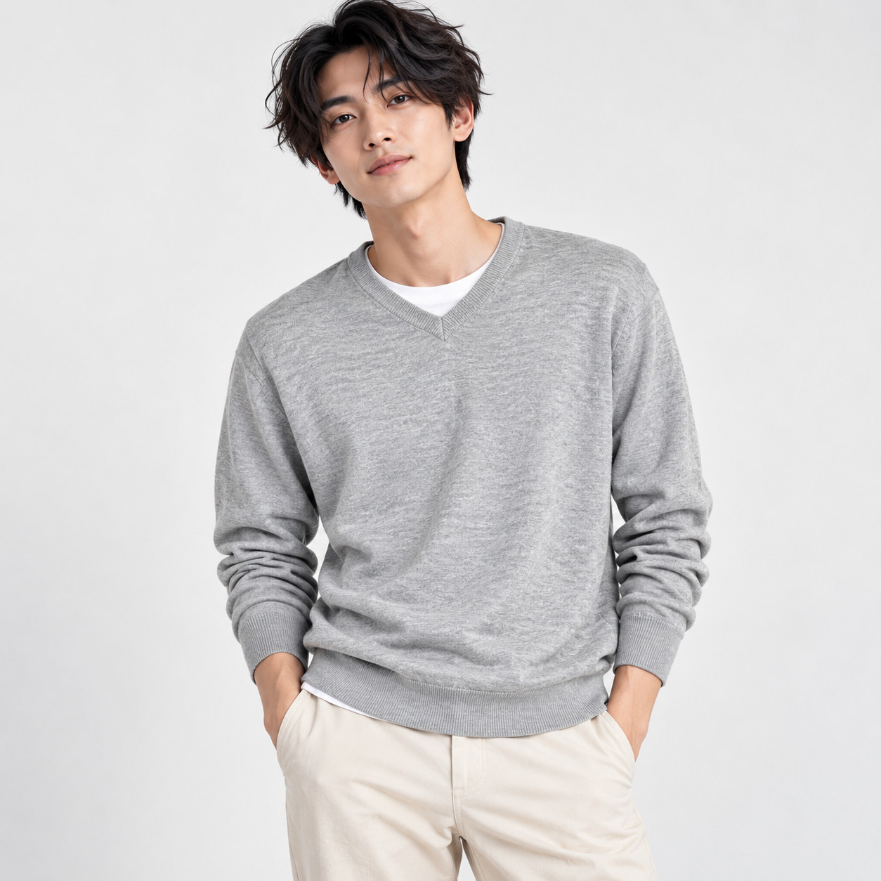 J.Crew Men\'s Light Blue V-Neck Long Sleeve Sweater Cozy Size Large