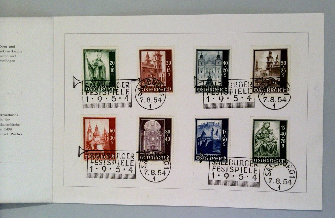 1954 Austria Salzburg Cathedral Reconstruction Folder Complete Set. #123 1954 Austria Salzburg Cathedral Reconstruction Folder Complete Set. #123