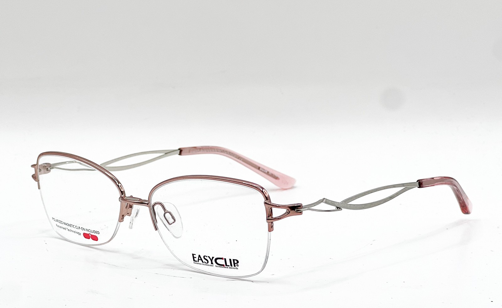 NEW EASYCLIP EC 508 010 SHINY LIGHT BROWN AUTHENTIC EYEGLASSES W/ CLIP 57-16