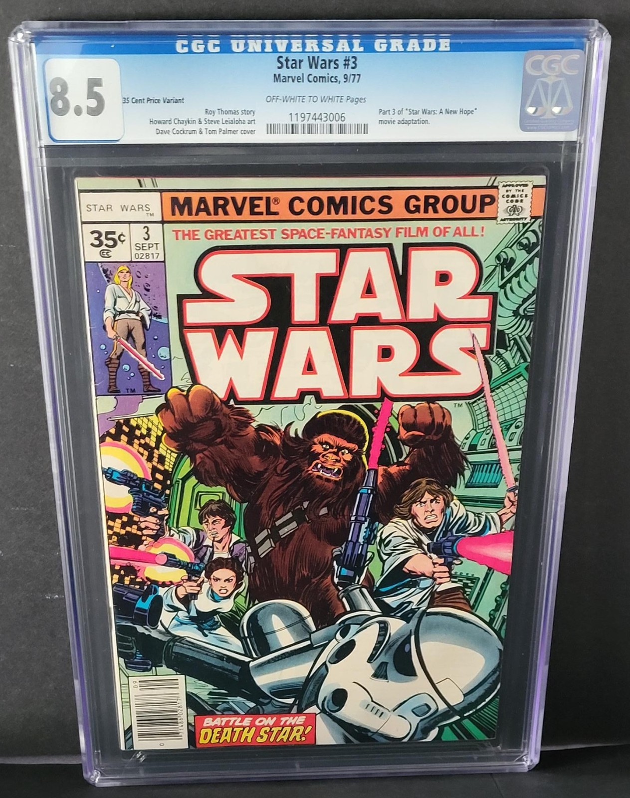 STAR WARS #3 LIMITED PRODUCTION $.35 PRICE VARIANT - CGC 8.5 VF+ OW/W PAGES 1977