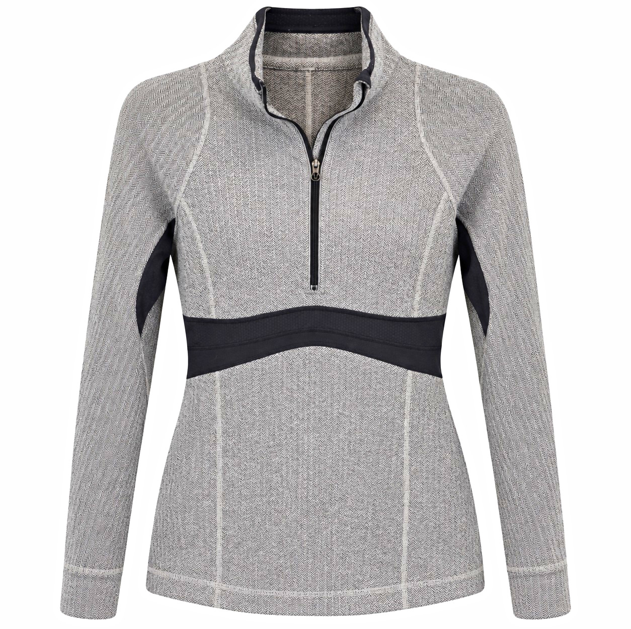 Lululemon Athletics Gray And Black Herringbone Quarter Zip Pullover Size 8