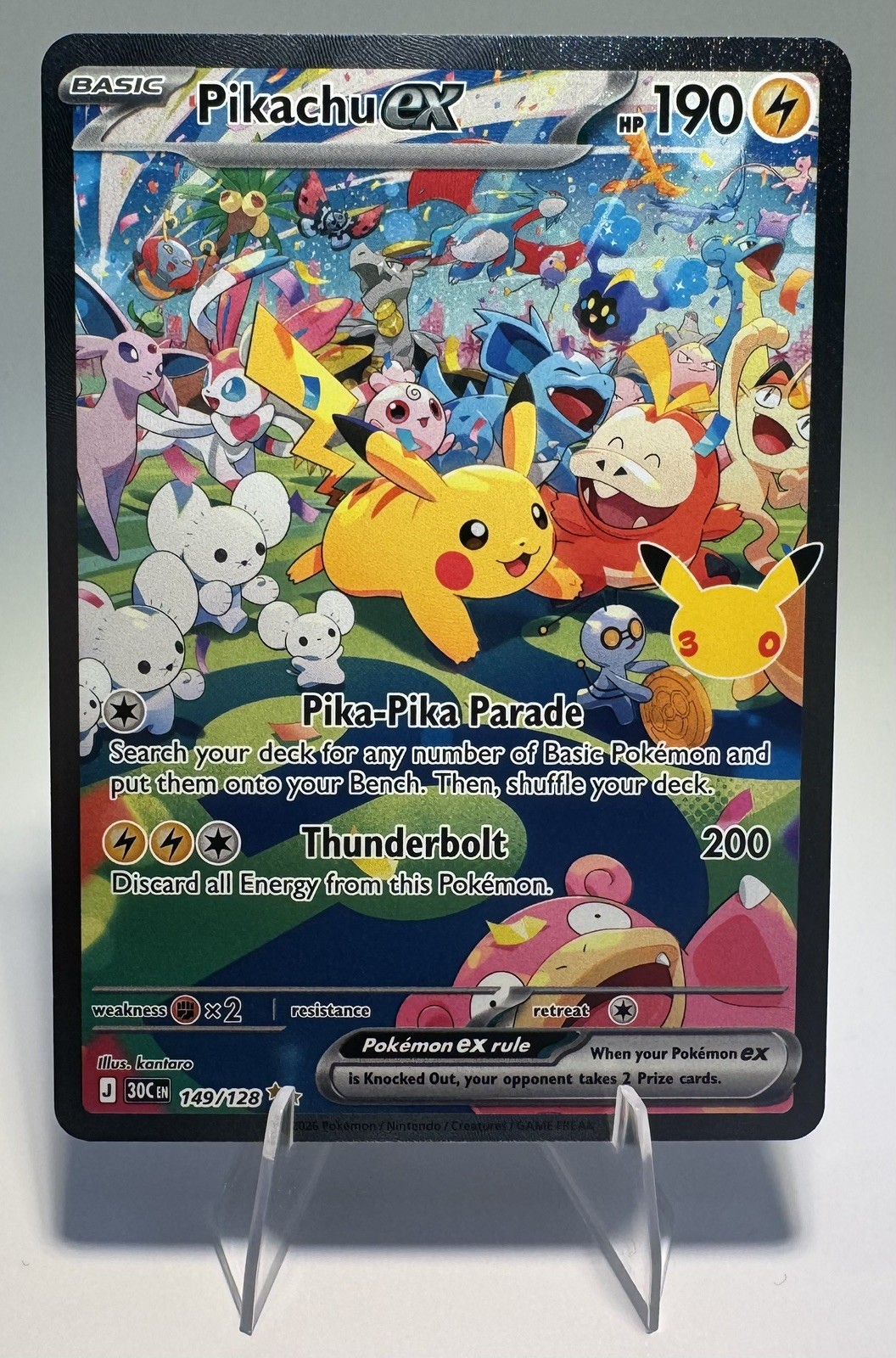 2026 Pokemon 30th Celebration Pikachu ex #149/128 Special Illustration Rare SIR 2026 Pokemon 30th Celebration Pikachu ex #149/128 Special Illustration Rare SIR