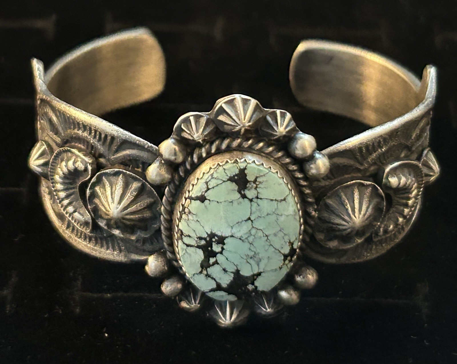 Kevin Billah Signed Navajo Handmade Sterling and Golden Hills Cuff Bracelet