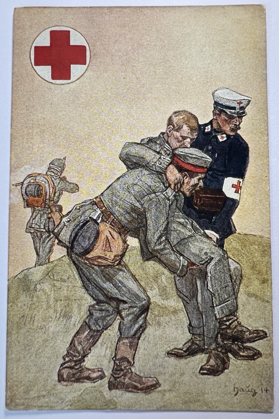 Germany 1916 Red Cross Postcard WW1 Letter Deutsches Reich Briefmarken Stamps