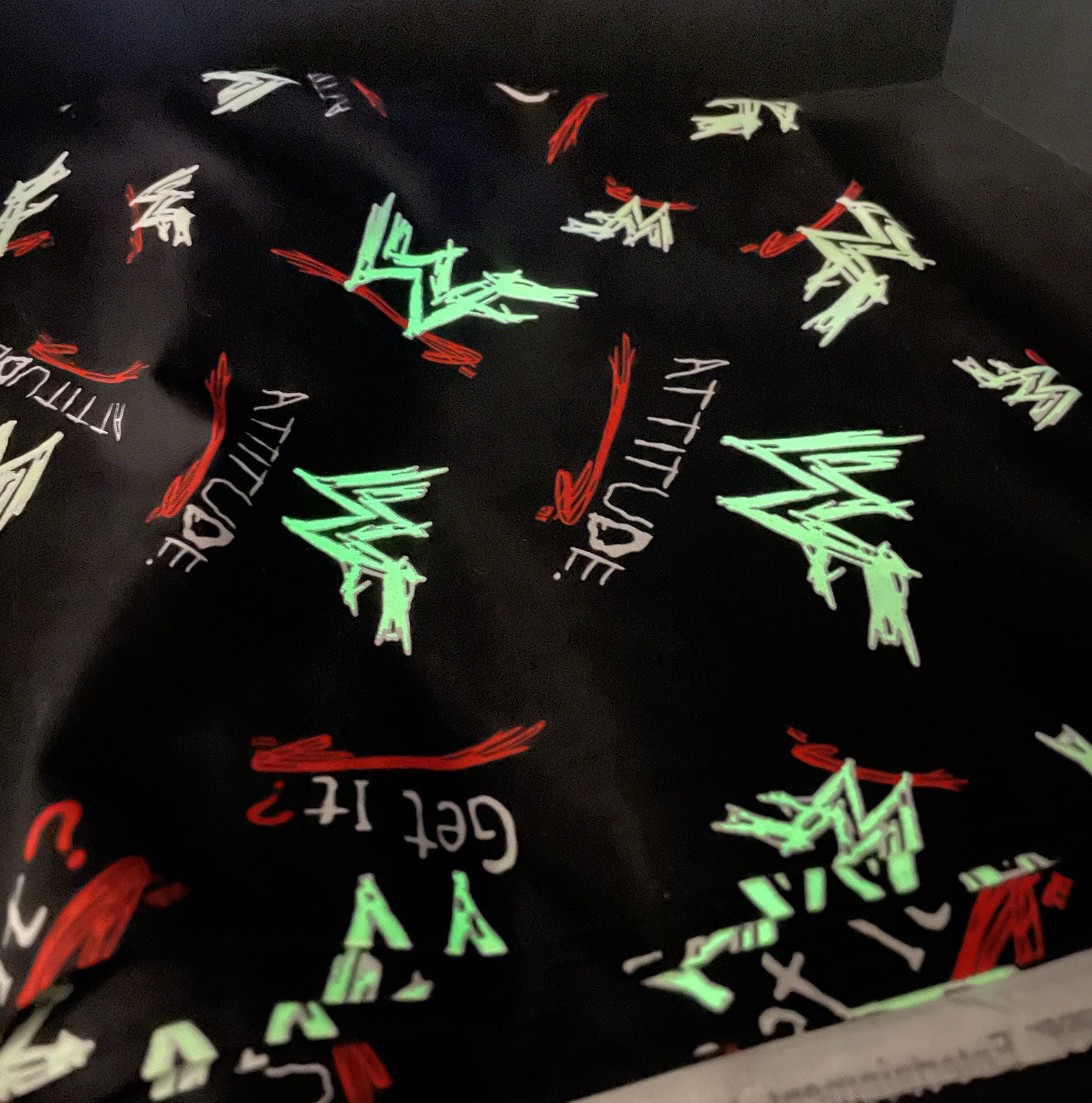 WWF Attitude Get It? Bolt Of Cloth Brand New Glow In Dark 44”x124” Pls See Pics