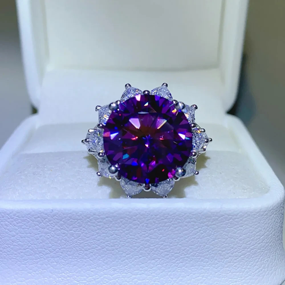 3.0Ct Purple Dazzling  Moissanite 925 Silver Solitaire Bridal Ring sz 5-9