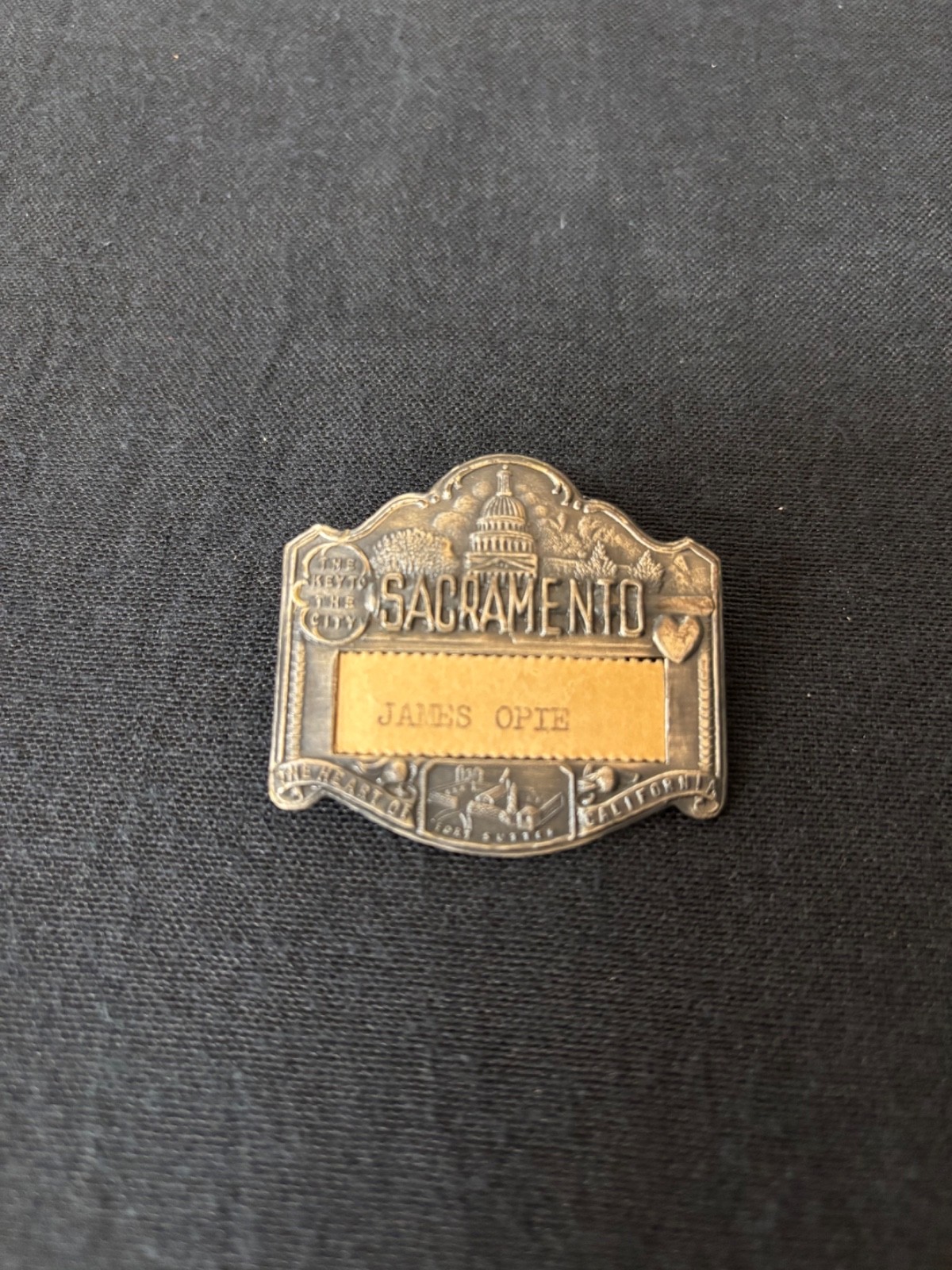 Antique Sutters Fort Gold Rush Mining Metal Name Badge Sacramento CA Antique Sutters Fort Gold Rush Mining Metal Name Badge Sacramento CA