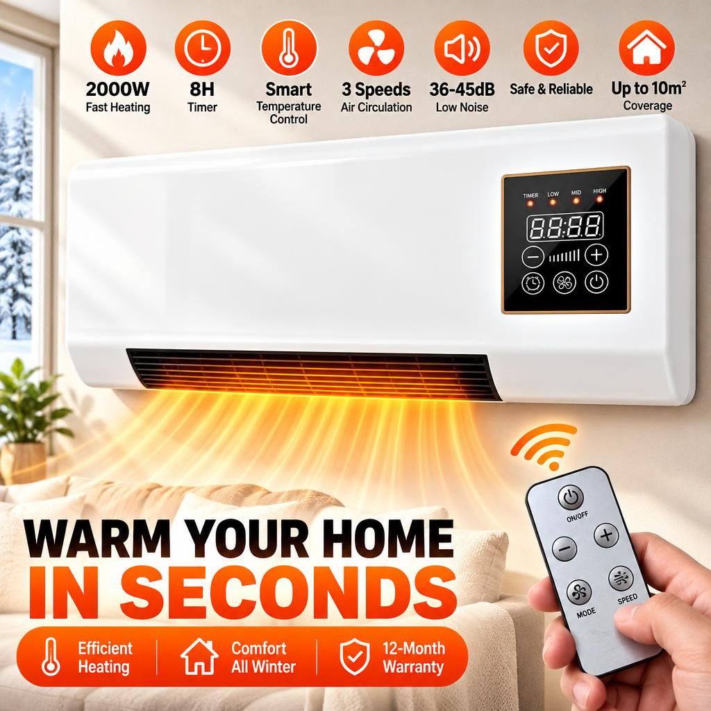 Wall Mount Space Heater Air Conditioner Combo Remote Touch Screen Fan Room 110V Wall Mount Space Heater Air Conditioner Combo Remote Touch Screen Fan Room 110V