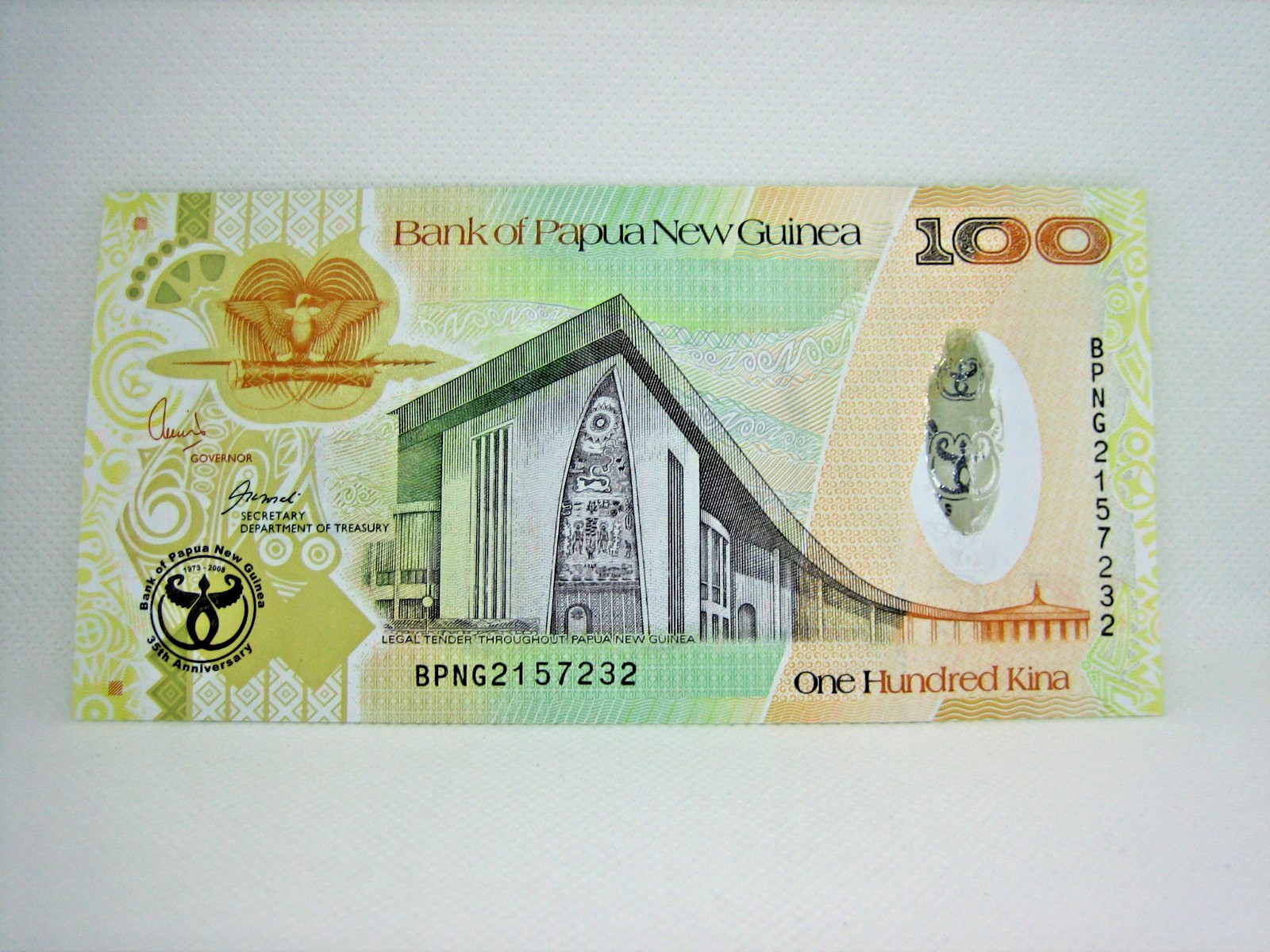 2008 Papua New Guinea 100 Kina (Pick P-37) 35th anniversary UNC 2008 Papua New Guinea 100 Kina (Pick P-37) 35th anniversary UNC