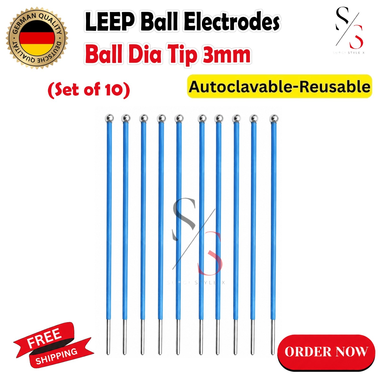 LEEP Ball Electrodes 3mm Ball Tip 10Pcs Reusable Autoclavable 10 Pcs Set