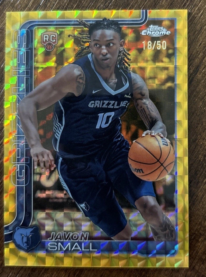 2025 Topps Chrome Basketball Javon Small Gold Refractor RC /50 Memphis Grizzlies 2025 Topps Chrome Basketball Javon Small Gold Refractor RC /50 Memphis Grizzlies