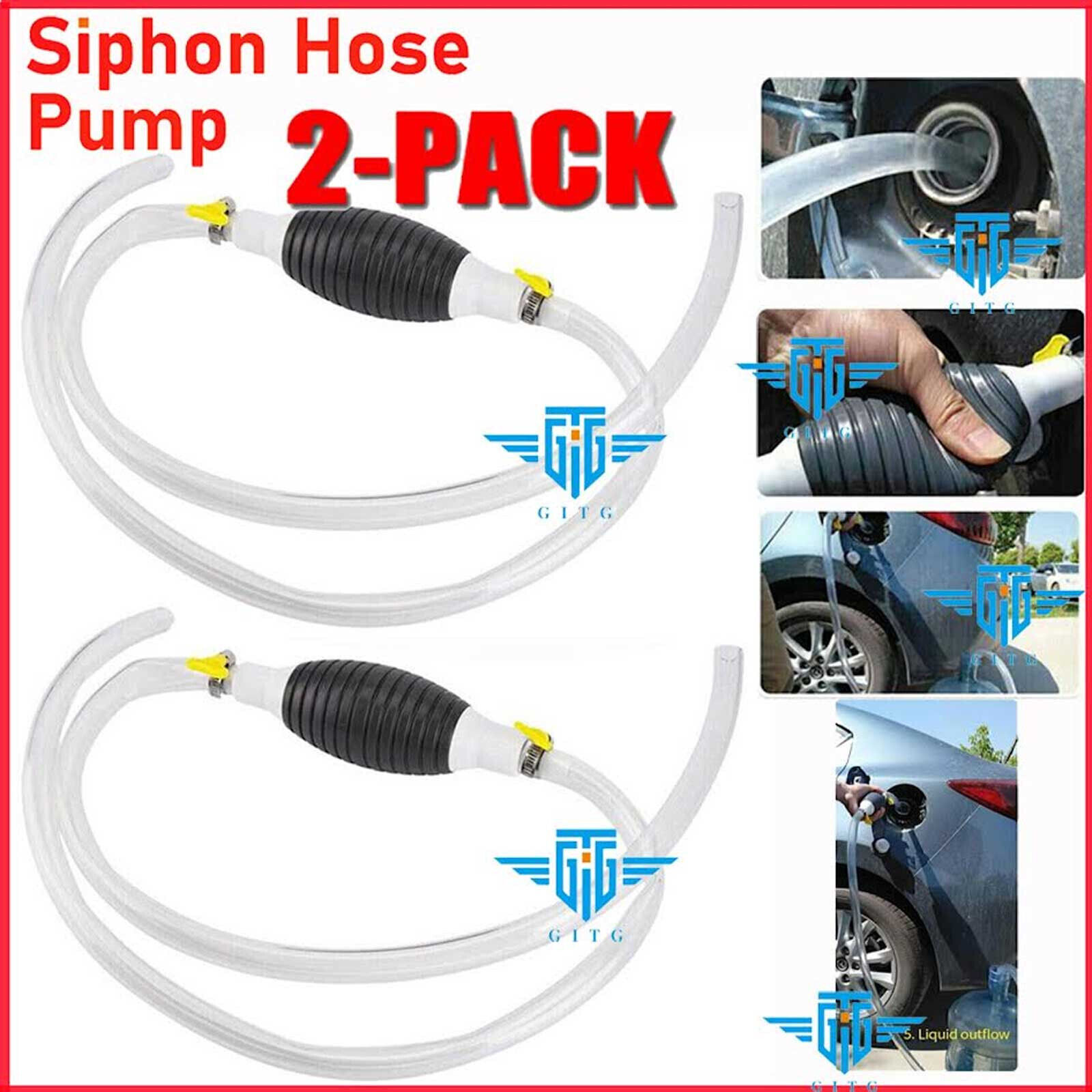 2X Siphon Pump Gas Transfer Gasoline Siphone Hose Oil Water Fuel Transfer Hand
