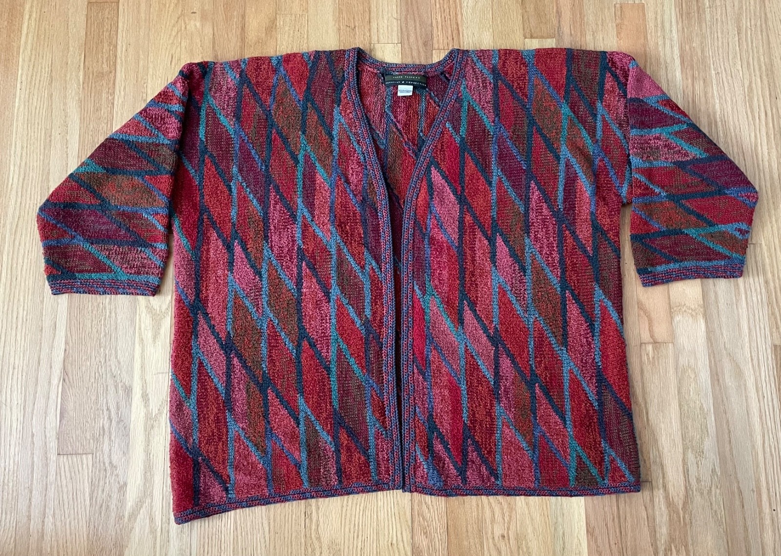 Vintage Peruvian Connection Knit Cardigan Wrap Sweater, 100% Cotton, size L Vintage Peruvian Connection Knit Cardigan Wrap Sweater, 100% Cotton, size L