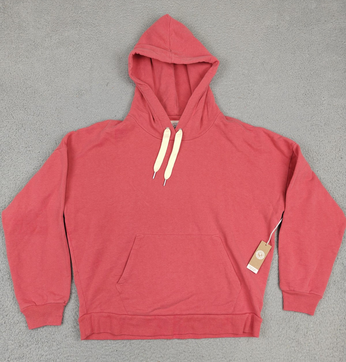 Outerknown Second Spin Hoodie Womens Medium Coral Red Oversized Fleece Pullover