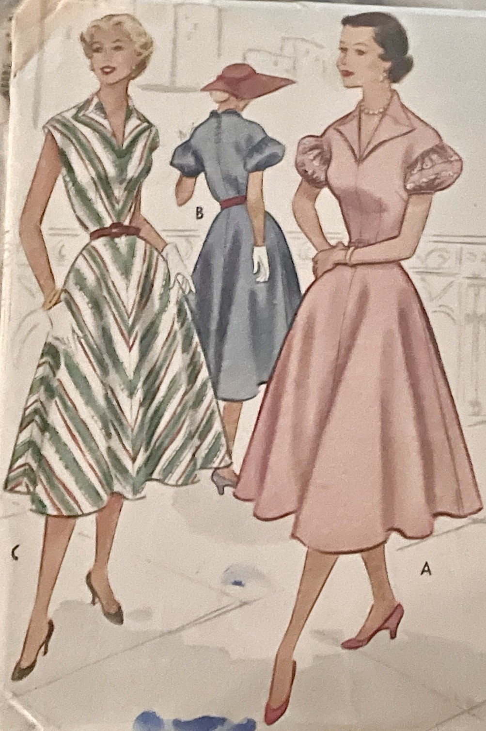 UNCUT Vintage 1950s McCall’s 8991 Womens Dress Drop Puff Sleeve Size 18 B36