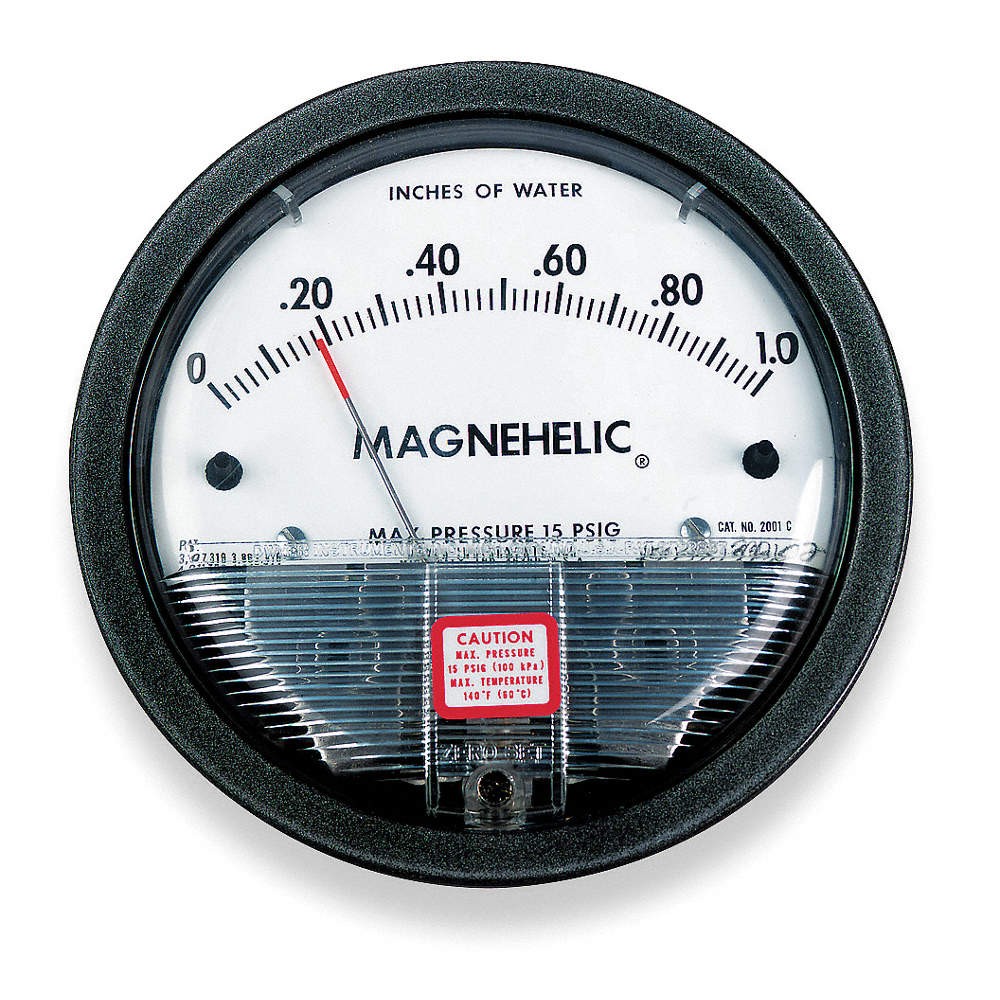 DWYER 2003 Pressure Gauge,0 to 3 In H2O 1W489