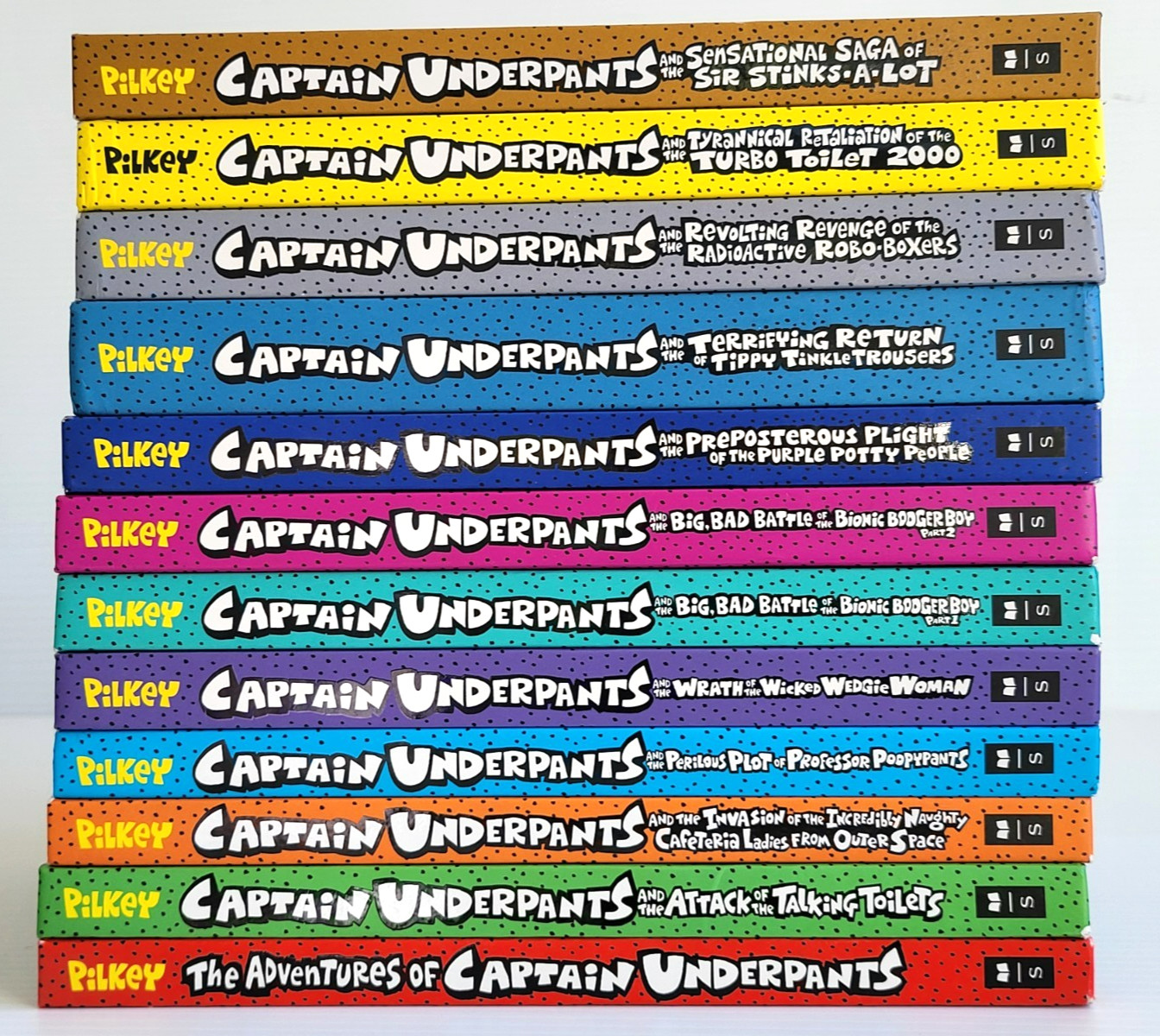 Captain Underpants Books 1-12 Complete Set FULL COLOR Hardcover Dav Pilkey