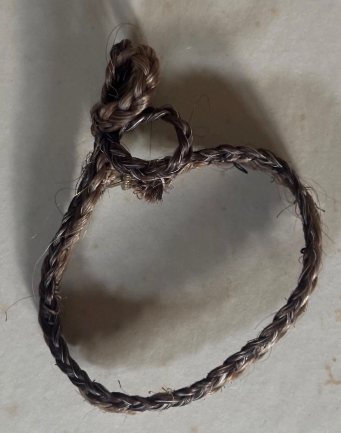 Antique Victorian Mourning Bracelet Braided Two Tone Human Hair Floral