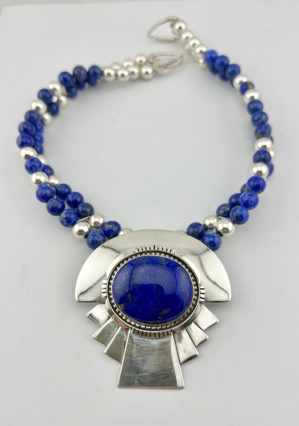HUGE Carol Felley Southwest Sterling Silver Lapis Lazuli Ball Necklace 112.3g