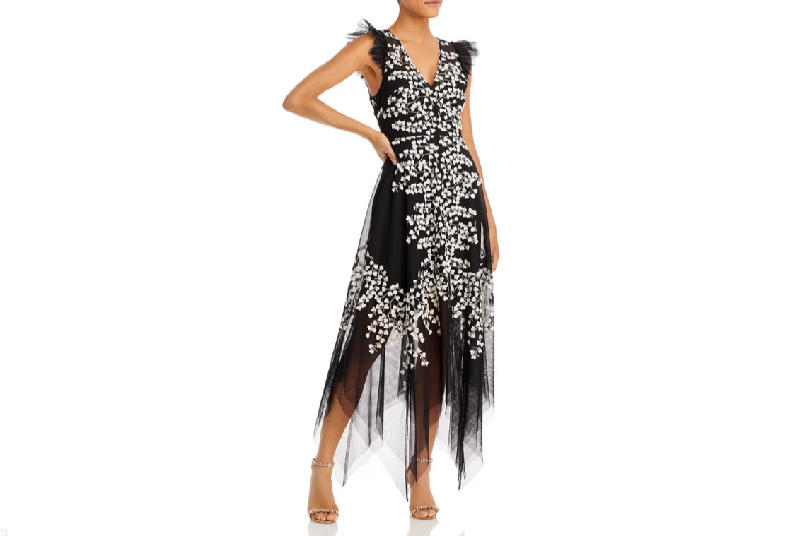 BCBGMAXAZRIA Embroidered Tulle Gown MSRP $428 Size 2 # 3B 2681 Blm