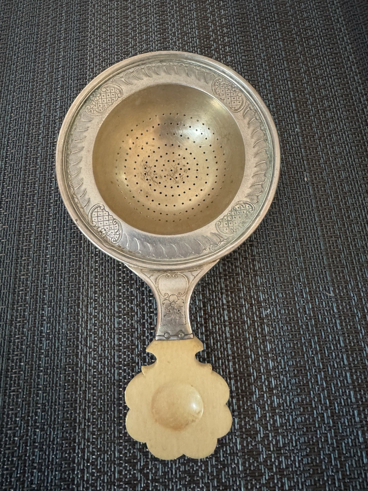Antique Austrian Hungarian Silver Tea Strainer