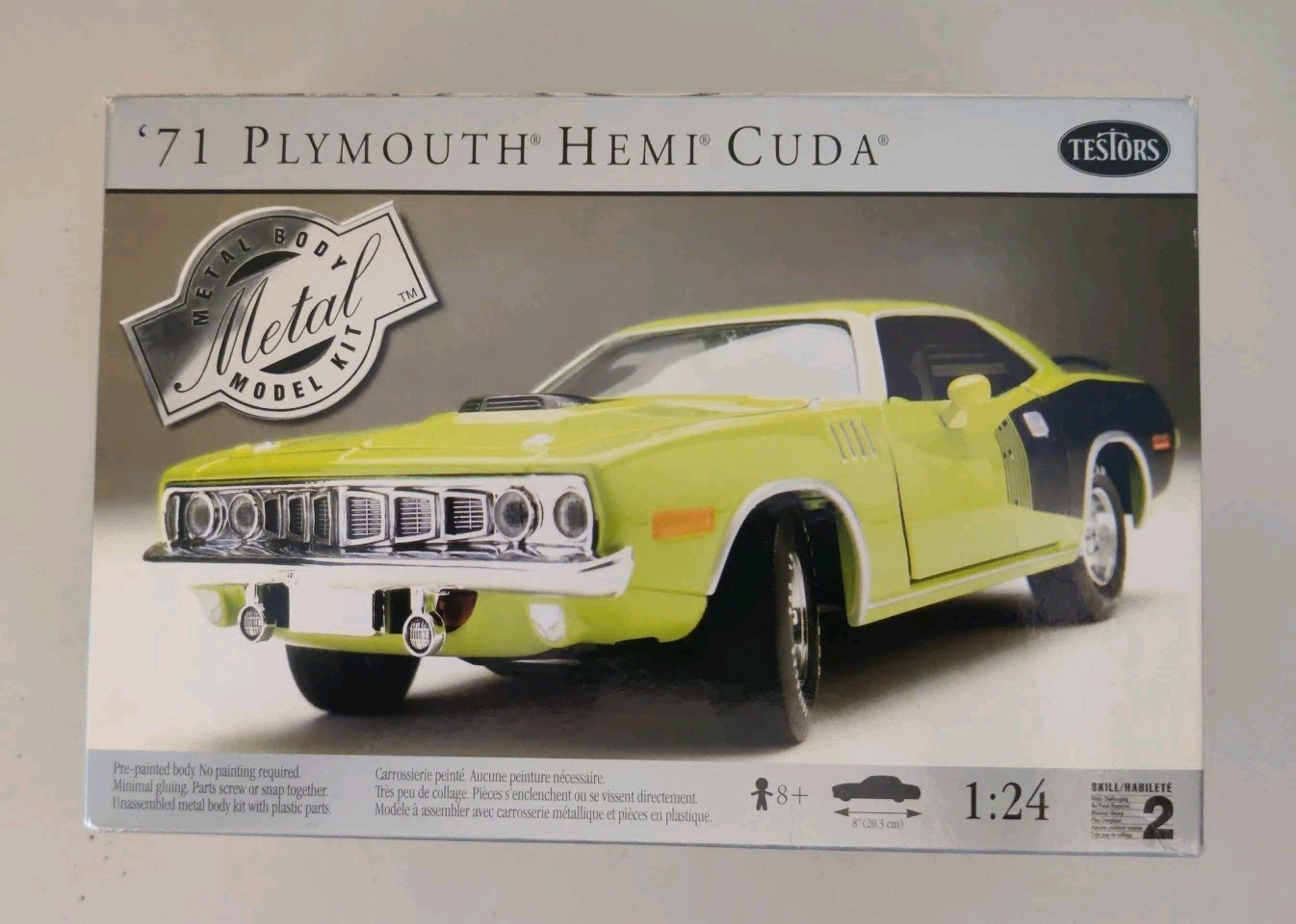 Vintage Testors 1:24 Scale ‘71  Plymouth Hemi Cuda Metal Body Mopar Muscle Car