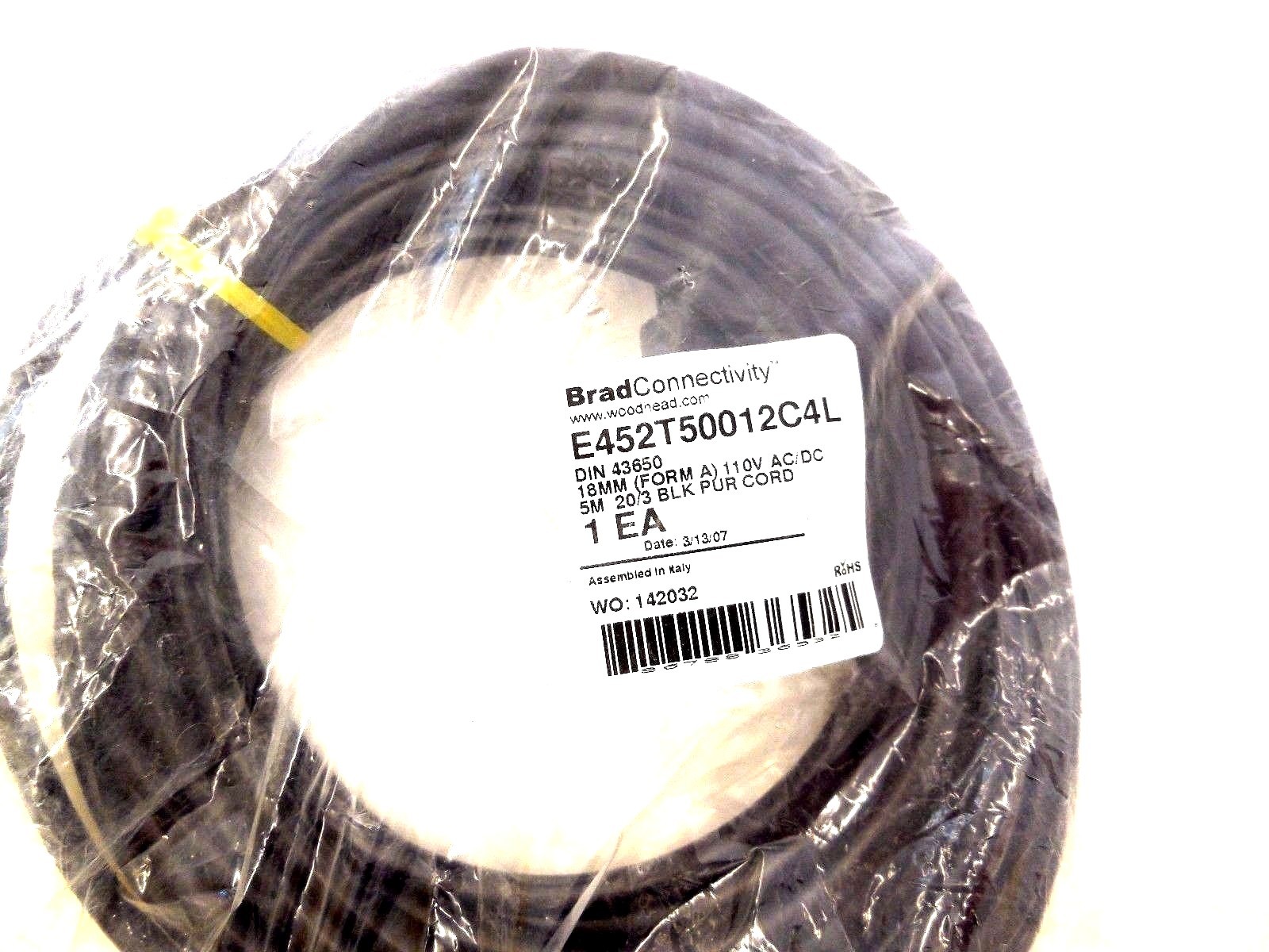 NEW DANIEL WOODHEAD E452T50012C4L CORDSET NEW DANIEL WOODHEAD E452T50012C4L CORDSET