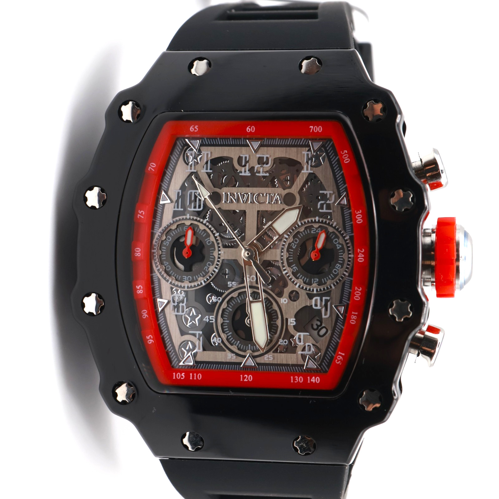 NEW Invicta Racing Valxor 69767 40mm Black Skeleton Red Quartz 50M Watch NEW Invicta Racing Valxor 69767 40mm Black Skeleton Red Quartz 50M Watch