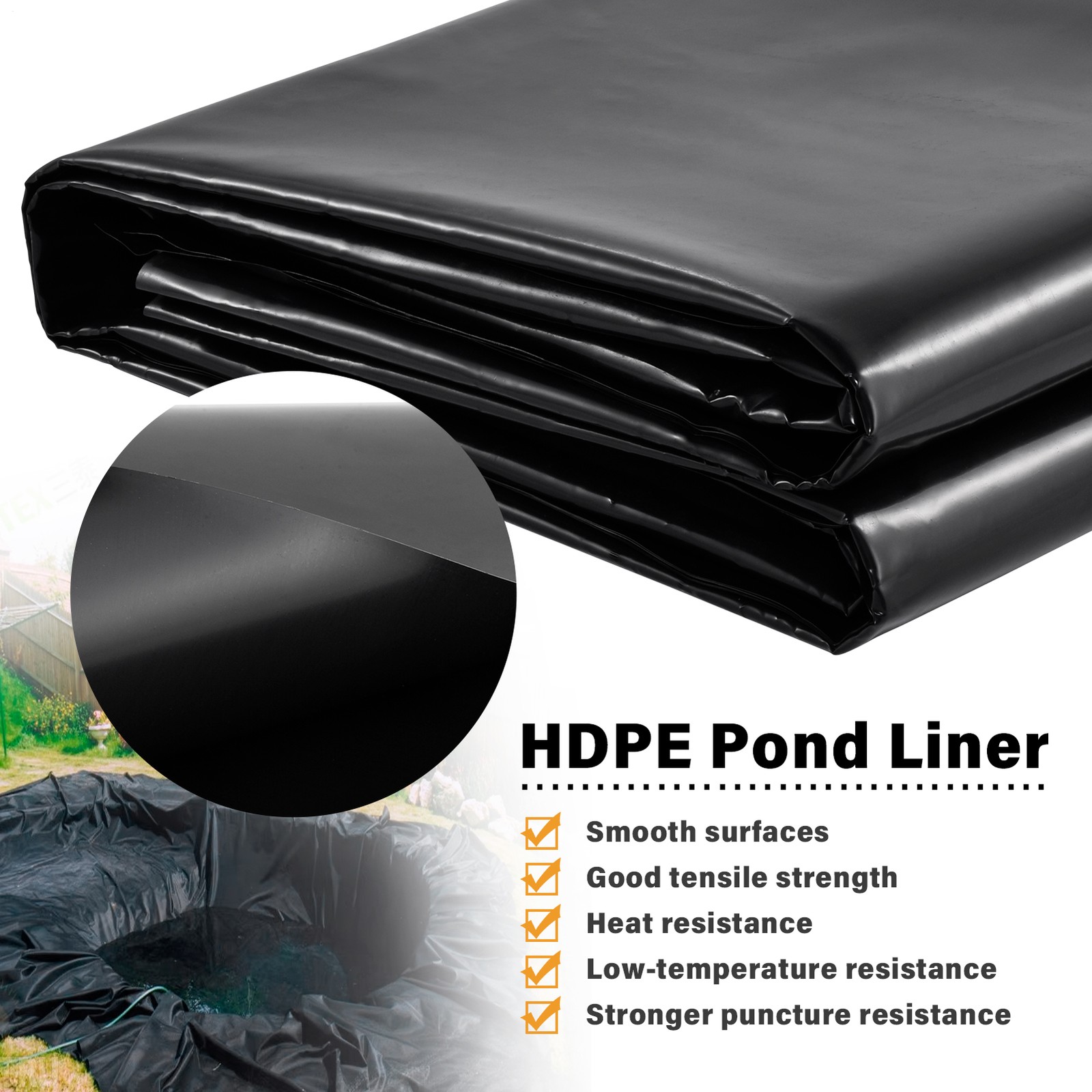 40x40ft Waterproof HDPE Pond Liner Pond Liners Fish Liner Gardens Landscaping US