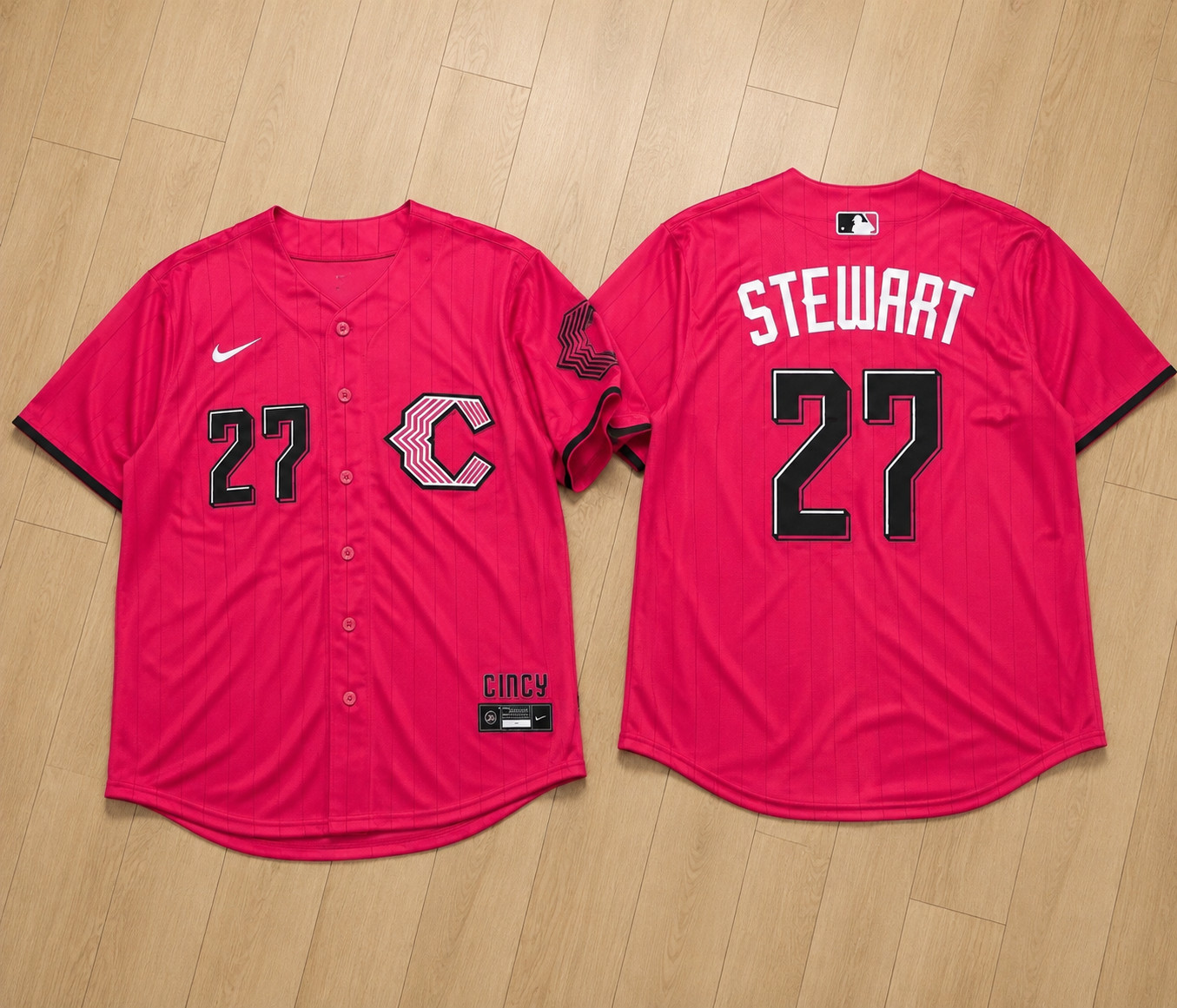 Sal Stewart #27 Cincinnati Reds City Connect Printed Red Jersey Size New