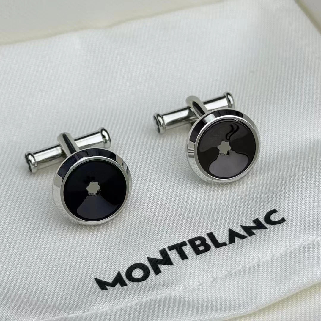 Montblanc Round Cufflinks - Stainless Steel with Blackd&White Stars - No box Montblanc Round Cufflinks - Stainless Steel with Blackd&White Stars - No box