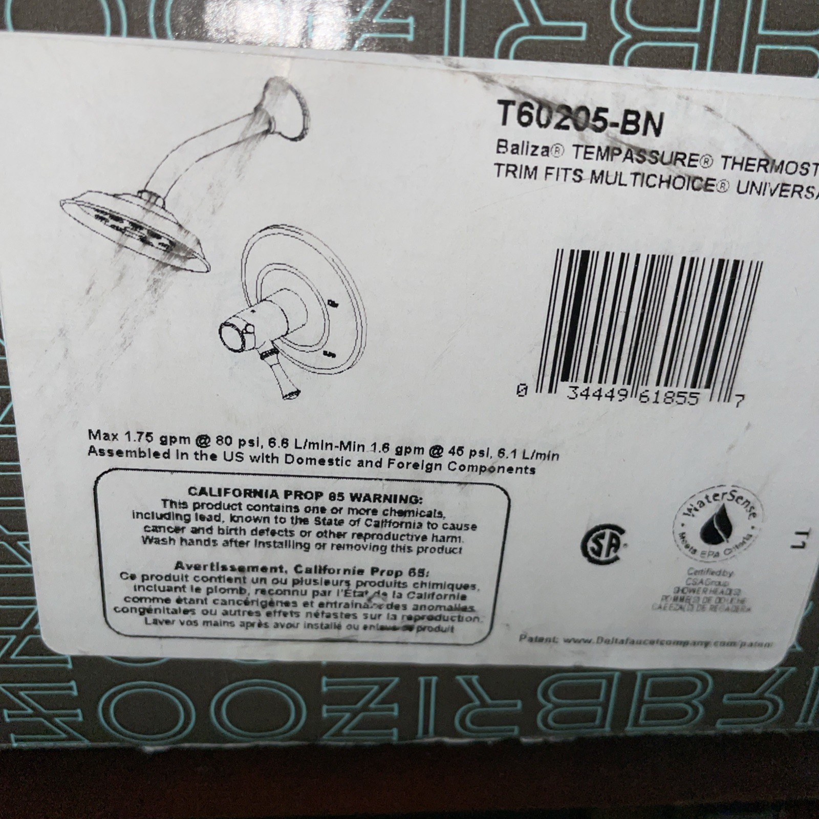 Brizo Baliza T60205-BN TempAssure Thermostatic Shower Trim Kit Open Box Brizo Baliza T60205-BN TempAssure Thermostatic Shower Trim Kit Open Box
