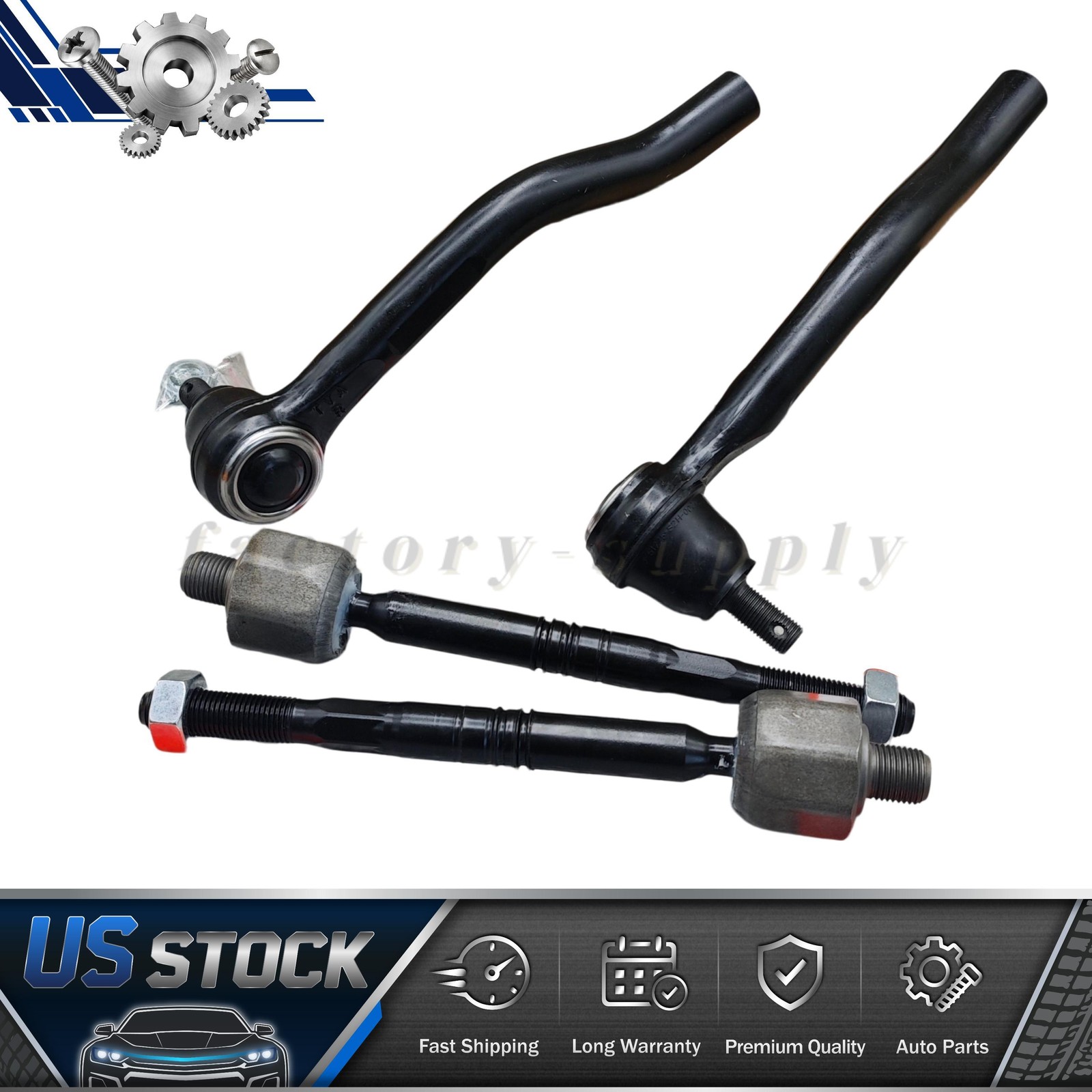 1 Set Inner + Outer Tie Rod Steering Gear For 2018-2022 Honda Accord