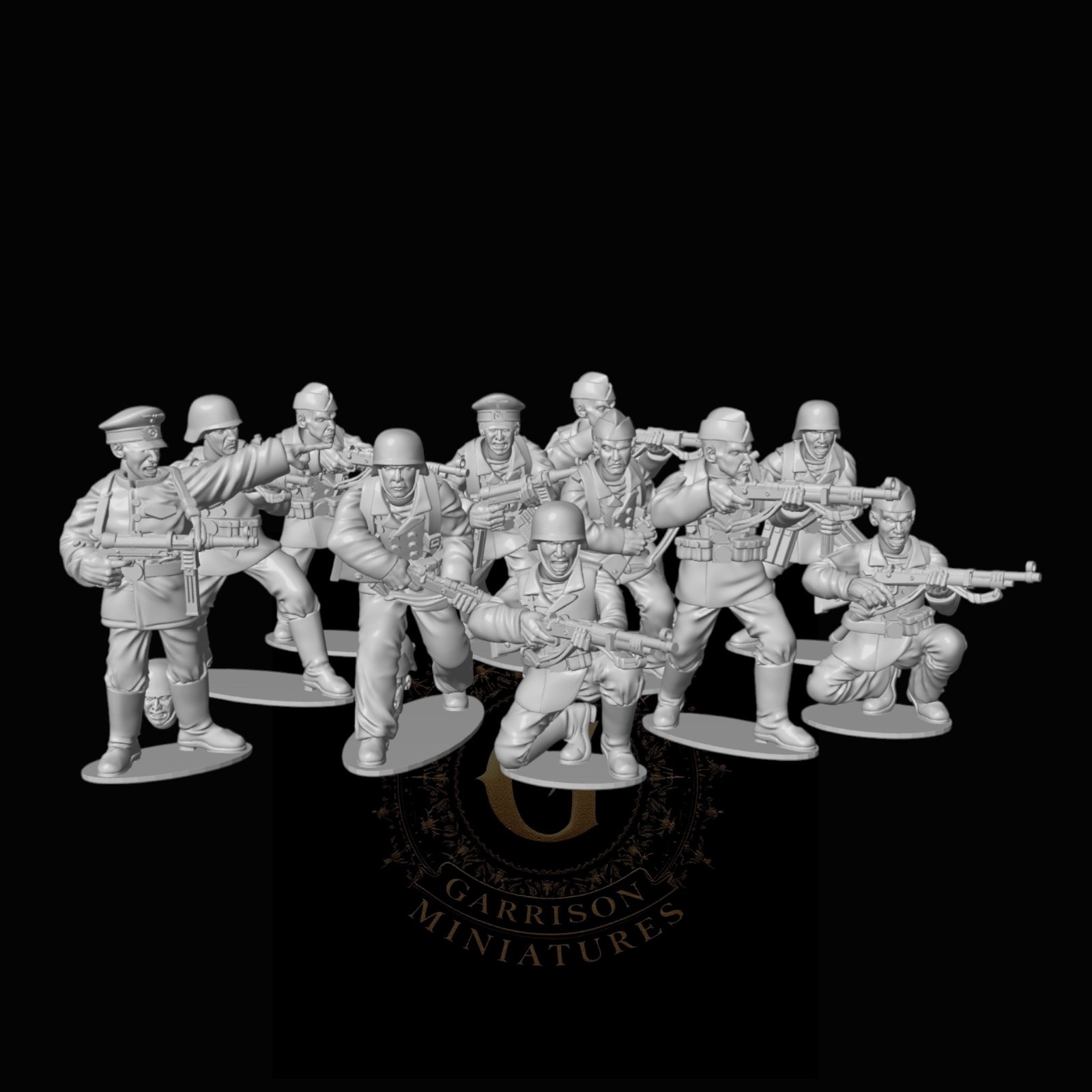 Kriegsmarine Infantry X10:  28mm WW2 Unpainted Resin Wargame Miniatures