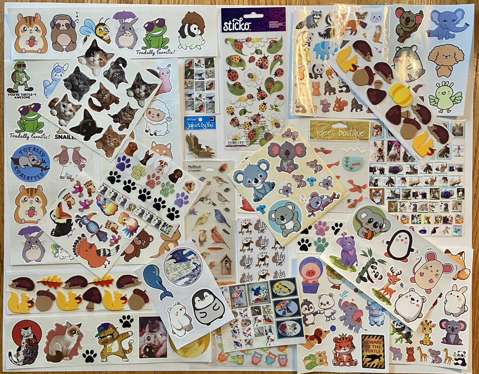 Large Lot Of Animal Stickers Jolee’s Boutique, Hallmark, Sticko, Etc
