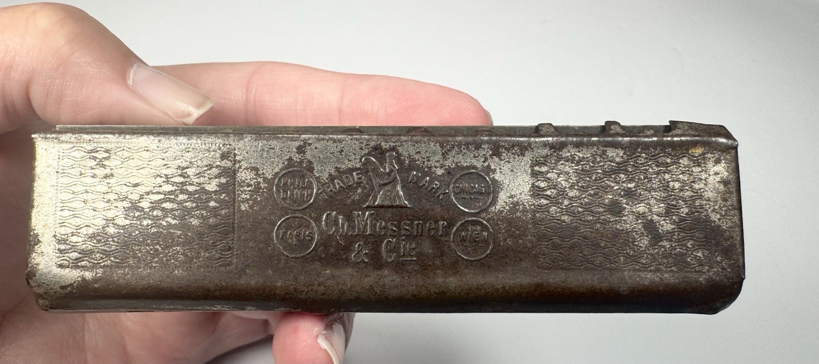 Antique Ch Messner & Co Rival Band Tremolo Harmonica Germany Late 1800s Nailed
