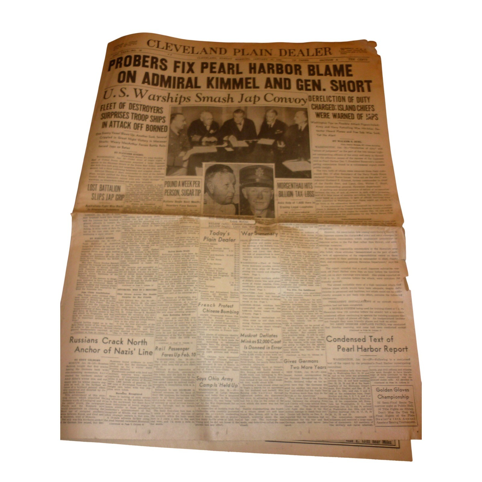 Vintage 1942 Cleveland Plain Dealer Newspaper Pearl Harbor Report WWII History