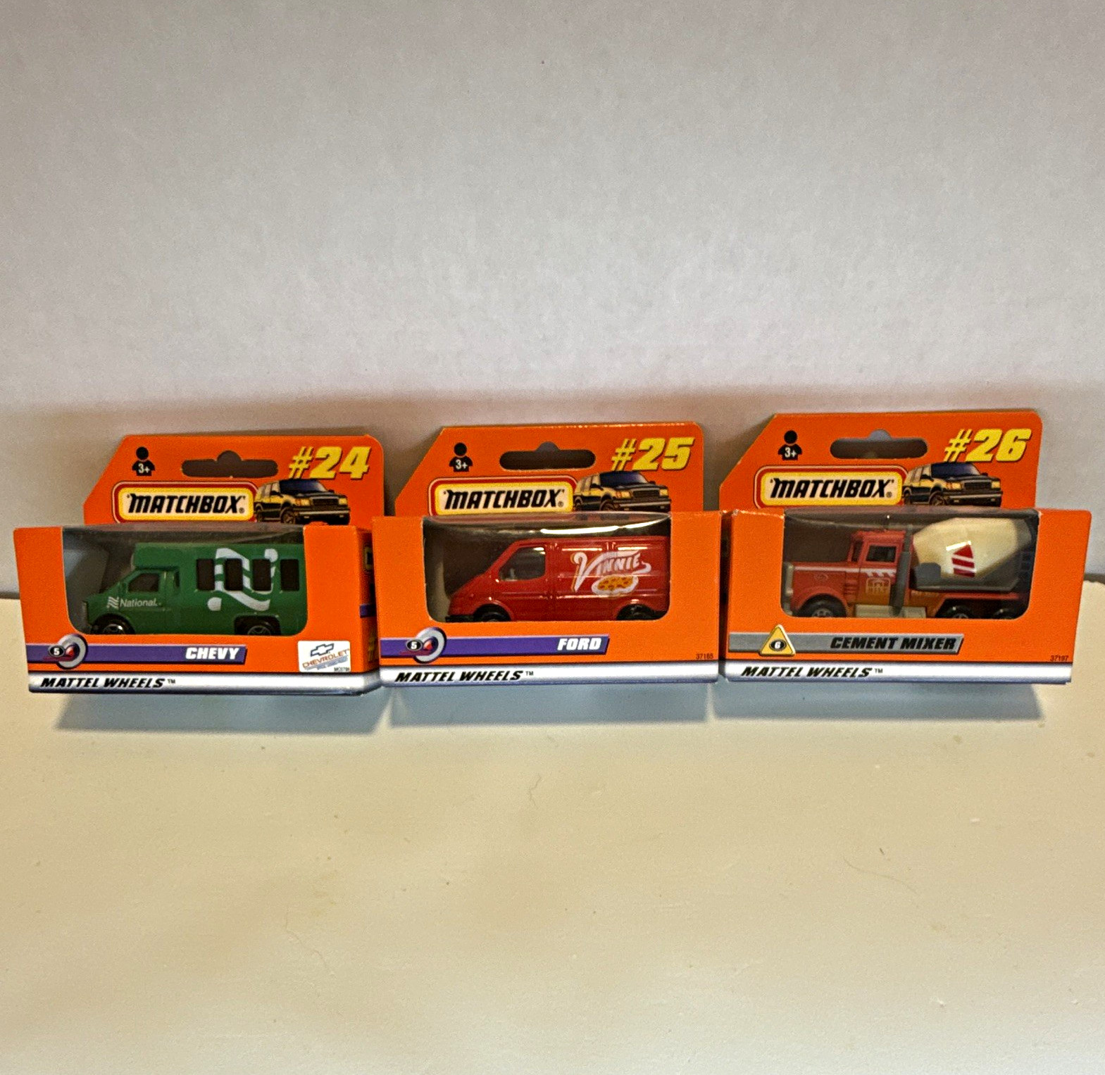 Matchbox Diecast Vehicle Lot 3 Unopened Boxes #24 Chevy #25 Ford #26 Mixer
