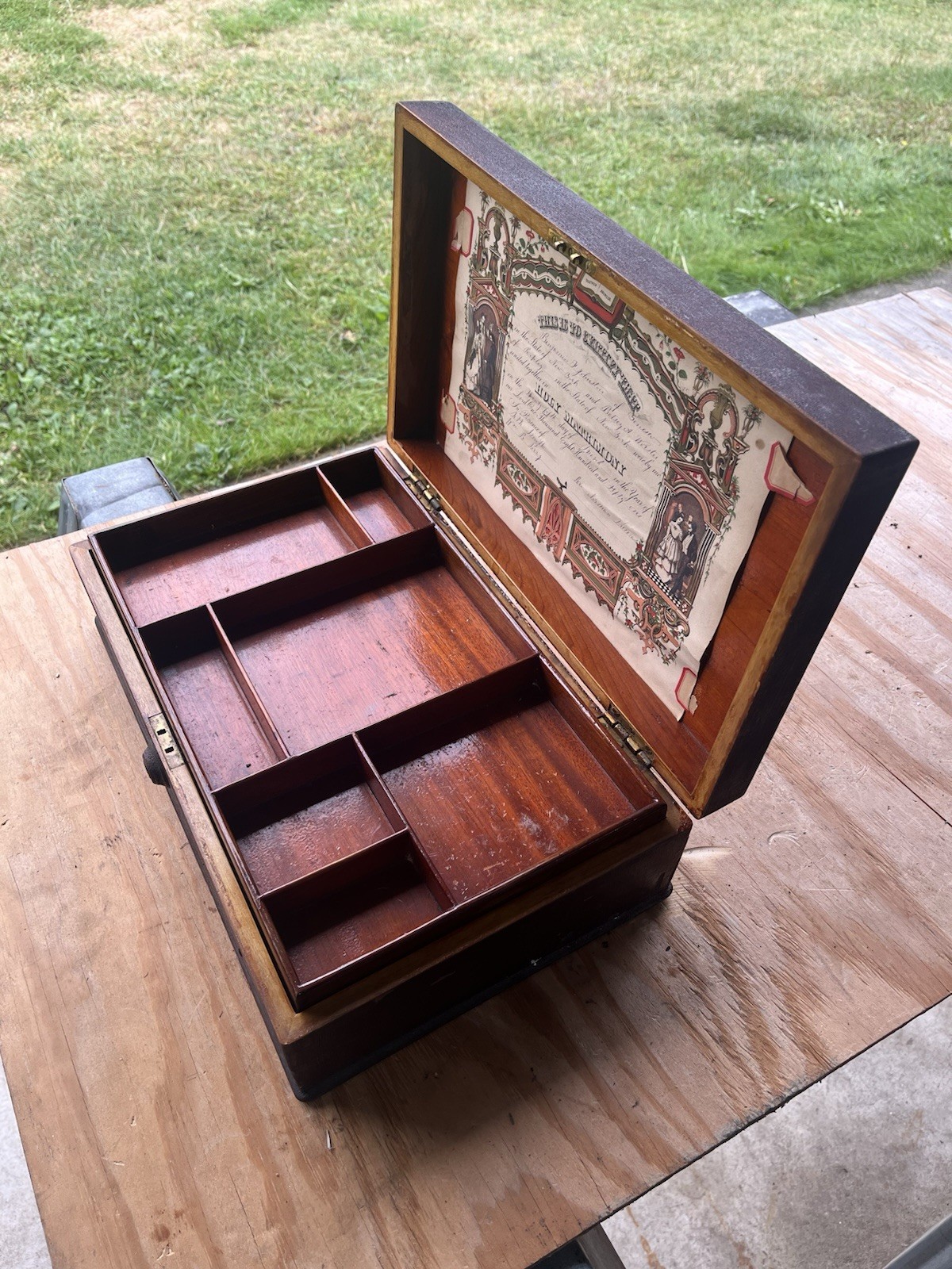 Antique 1851 Marriage Certificate Keepsake Memory Box – Syracuse NY – Original
