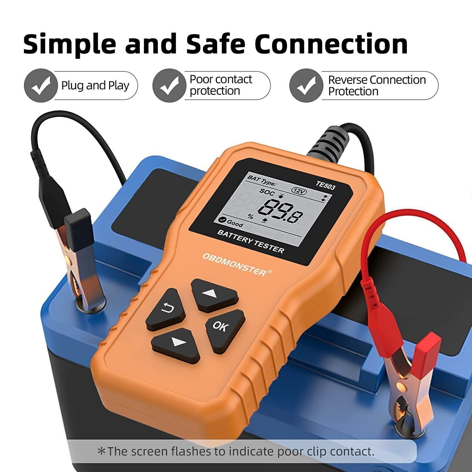6/12/24V Car Battery Tester Battery Health Life Test 100-2000CCA 2-220AH SOH SOC